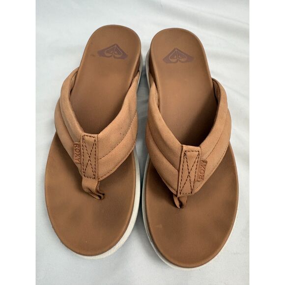 Roxy Danika Sandal In Tan Brown Small Thong Platform Beachy Summer Flip Flops 9 - Picture 3 of 9